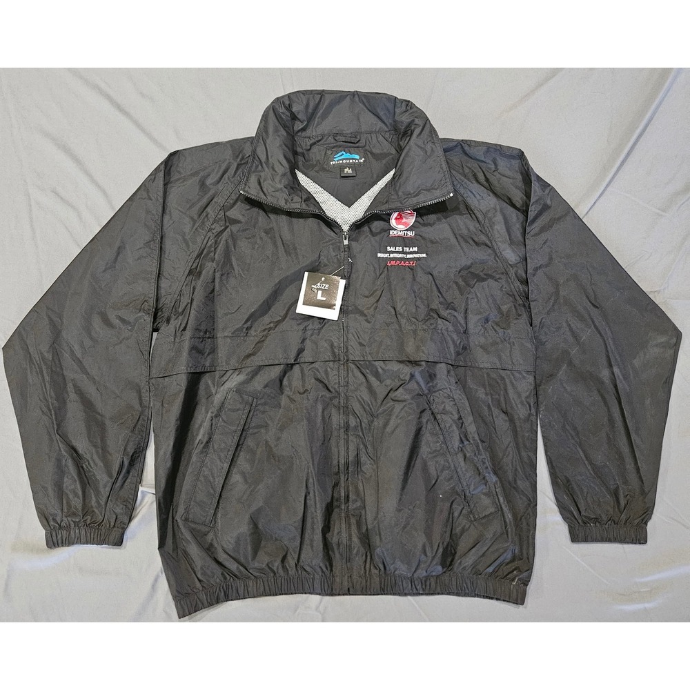 NEW Tri-Mountain Windbreaker Jacket Mens Large Black Idemitsu Sales Team